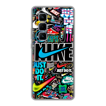 Силиконовый чехол на Infinix Hot 50 Pro Plus с принтом найк nike черный Силиконовый чехол на Infinix Hot 50 Pro Plus с принтом найк nike черный