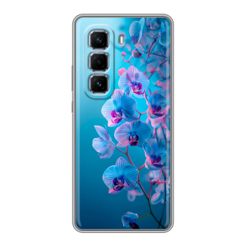 Силиконовый чехол на Infinix Hot 50 Pro Plus с принтом голубые орхидеи