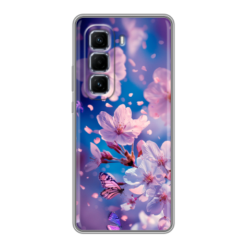 Силиконовый чехол на Infinix Hot 50 Pro Plus с принтом цветы бабочки