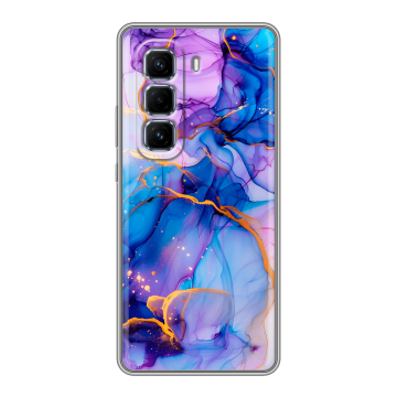 Силиконовый чехол на Infinix Hot 50 Pro Plus с принтом синий мрамор