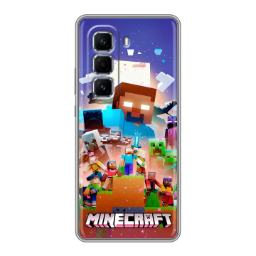 Силиконовый чехол на Infinix Hot 50 Pro Plus с принтом Майнкрафт Minecraft Силиконовый чехол на Infinix Hot 50 Pro Plus с принтом Майнкрафт Minecraft