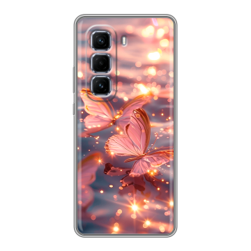 Силиконовый чехол на Infinix Hot 50 Pro Plus с принтом бабочки розовые