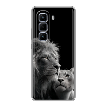 Силиконовый чехол на Infinix Hot 50 Pro Plus с принтом Лев кошки
