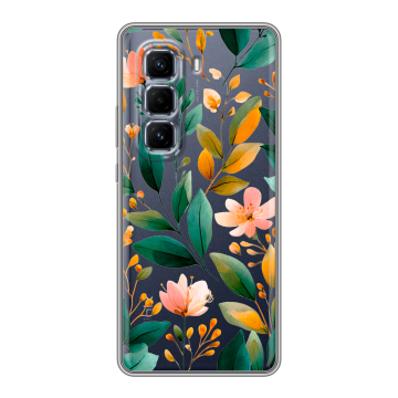 Силиконовый чехол на Infinix Hot 50 Pro Plus с принтом Цветы паттерн