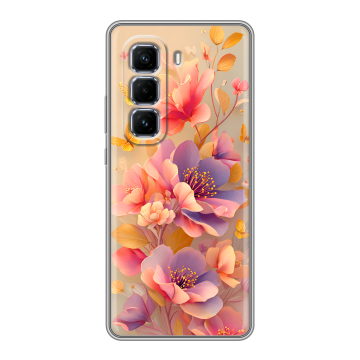 Силиконовый чехол на Infinix Hot 50 Pro Plus с принтом Цветы и бабочки