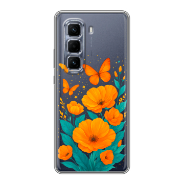 Силиконовый чехол на Infinix Hot 50 Pro Plus с принтом цветы бабочки