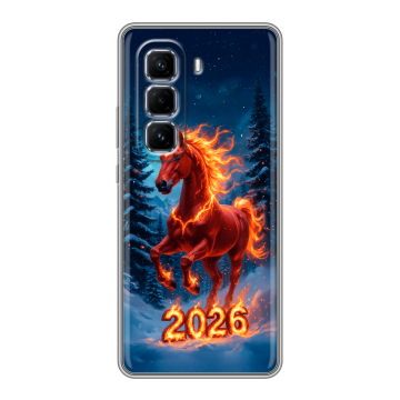 Силиконовый чехол на Infinix Hot 50 Pro Plus с принтом Новый год коня