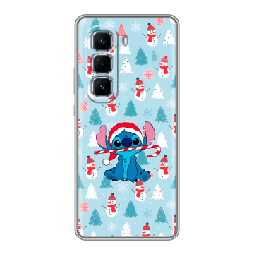 Силиконовый чехол на Infinix Hot 50 Pro Plus с принтом Стич Новый год