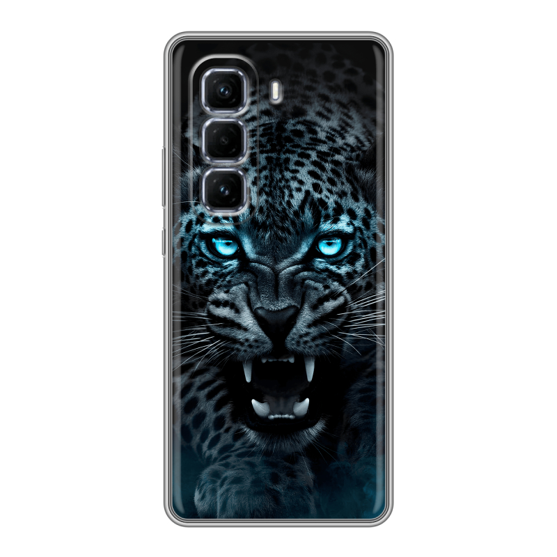 Силиконовый чехол на Infinix Hot 50 Pro Plus с принтом Темный леопард Силиконовый чехол на Infinix Hot 50 Pro Plus с принтом Темный леопард
