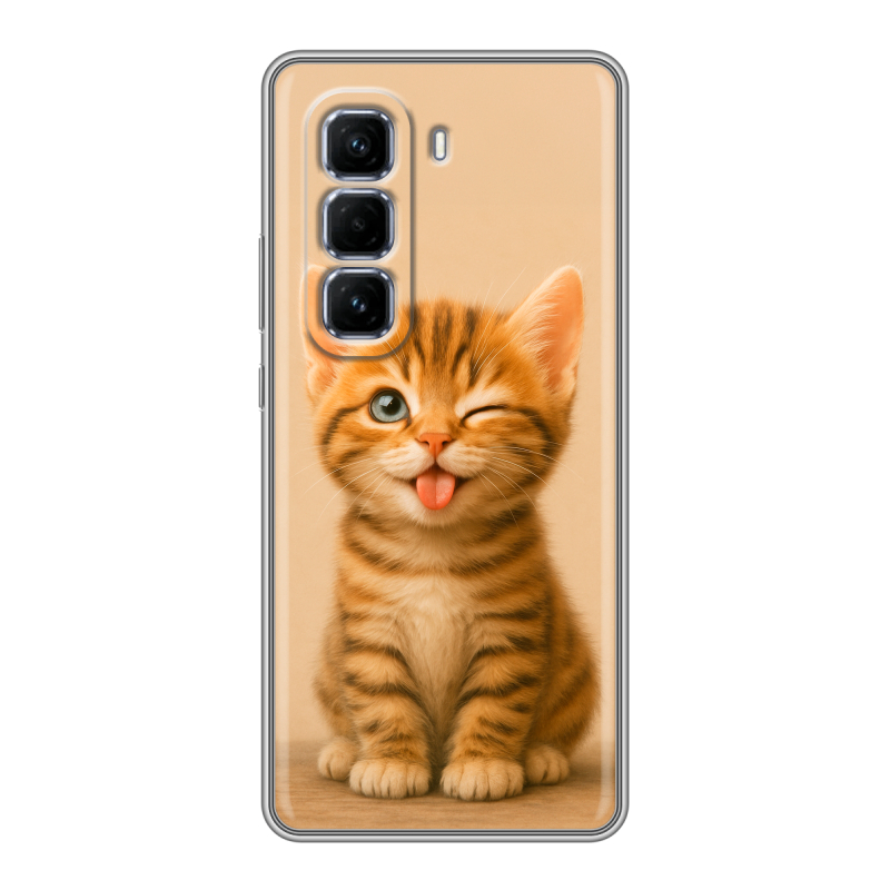 Силиконовый чехол на Infinix Hot 50 Pro Plus с принтом котенок Силиконовый чехол на Infinix Hot 50 Pro Plus с принтом котенок