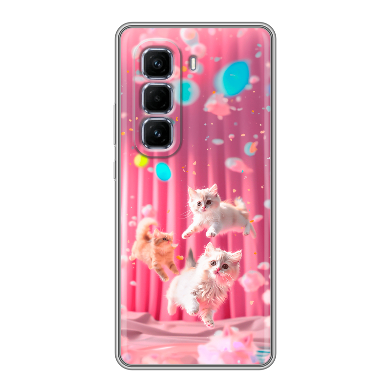 Силиконовый чехол на Infinix Hot 50 Pro Plus с принтом милые котики Силиконовый чехол на Infinix Hot 50 Pro Plus с принтом милые котики
