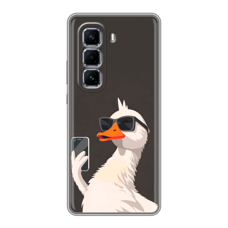 Силиконовый чехол на Infinix Hot 50 Pro Plus с принтом утка в очках Силиконовый чехол на Infinix Hot 50 Pro Plus с принтом утка в очках