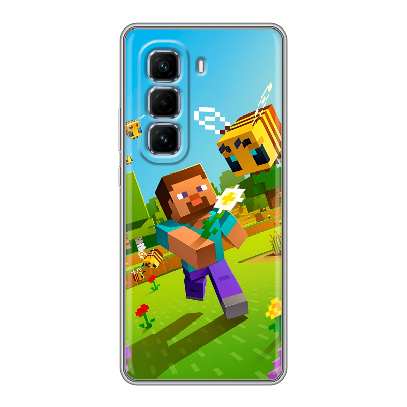 Силиконовый чехол на Infinix Hot 50 Pro Plus с принтом Майнкрафт Minecraft Силиконовый чехол на Infinix Hot 50 Pro Plus с принтом Майнкрафт Minecraft