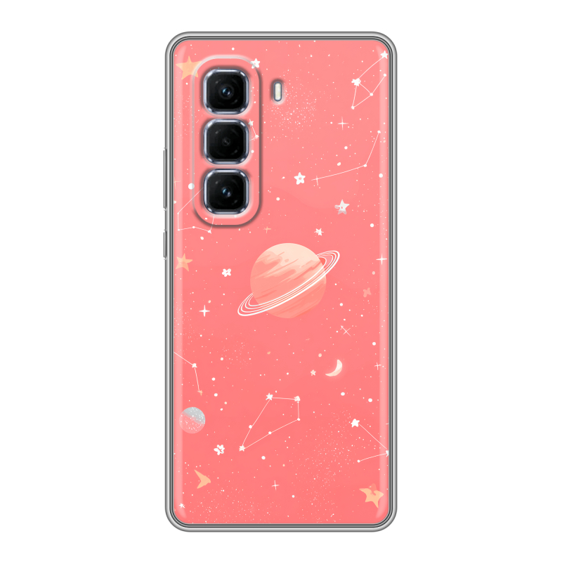 Силиконовый чехол на Infinix Hot 50 Pro Plus с принтом Розовый космос Силиконовый чехол на Infinix Hot 50 Pro Plus с принтом Розовый космос