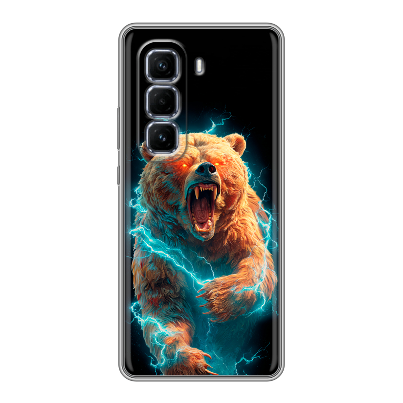 Силиконовый чехол на Infinix Hot 50 Pro Plus с принтом Медведь Силиконовый чехол на Infinix Hot 50 Pro Plus с принтом Медведь