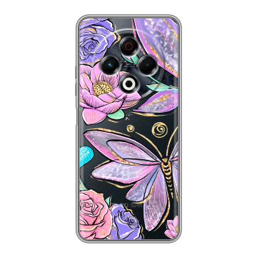 Силиконовый чехол на Tecno Spark 30 4G с принтом Бабочки и цветы Силиконовый чехол на Tecno Spark 30 4G с принтом Бабочки и цветы