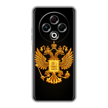 Силиконовый чехол на Tecno Spark 30 4G с принтом Герб России желтый