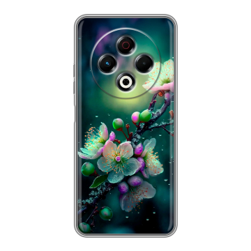 Силиконовый чехол на Tecno Spark 30 4G с принтом Цветы и мрамор Силиконовый чехол на Tecno Spark 30 4G с принтом Цветы и мрамор