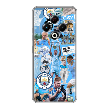 Силиконовый чехол на Tecno Spark 30 4G с принтом Man City Манчестер Сити