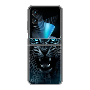Пластиковый чехол на Infinix Zero Flip с принтом Темный леопард Пластиковый чехол на Infinix Zero Flip с принтом Темный леопард