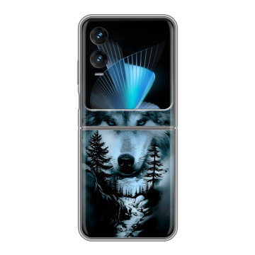 Пластиковый чехол на Infinix Zero Flip с принтом Лесной волк Пластиковый чехол на Infinix Zero Flip с принтом Лесной волк