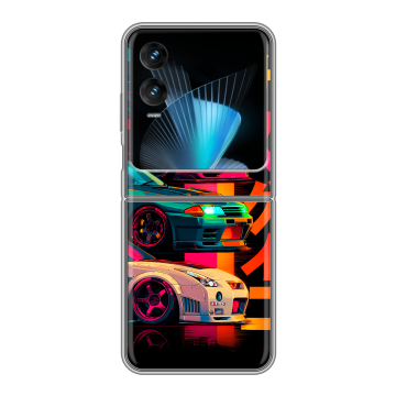 Пластиковый чехол на Infinix Zero Flip с принтом Гоночные машины Пластиковый чехол на Infinix Zero Flip с принтом Гоночные машины