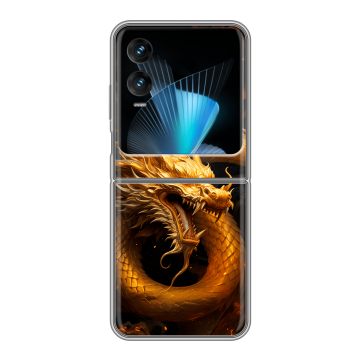 Пластиковый чехол на Infinix Zero Flip с принтом Золотой дракон