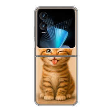 Пластиковый чехол на Infinix Zero Flip с принтом котенок