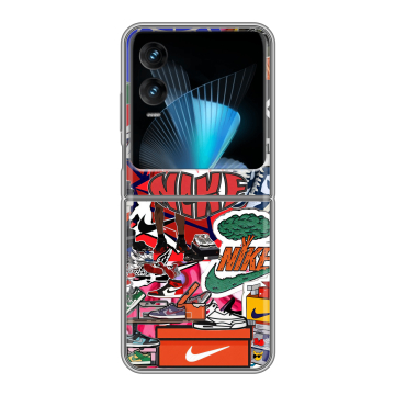 Пластиковый чехол на Infinix Zero Flip с принтом Найк Nike яркий