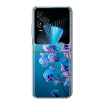 Пластиковый чехол на Infinix Zero Flip с принтом голубые орхидеи