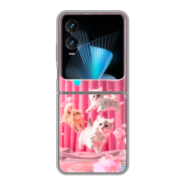 Пластиковый чехол на Infinix Zero Flip с принтом милые котики Пластиковый чехол на Infinix Zero Flip с принтом милые котики