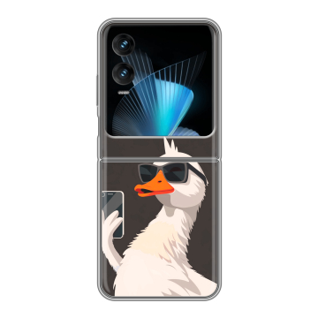 Пластиковый чехол на Infinix Zero Flip с принтом утка в очках