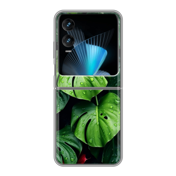 Пластиковый чехол на Infinix Zero Flip с принтом Листья