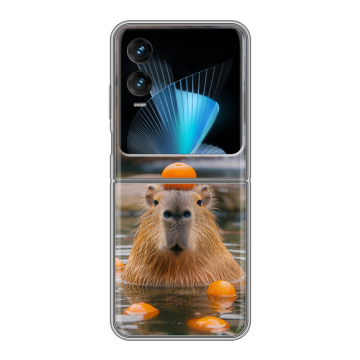 Пластиковый чехол на Infinix Zero Flip с принтом Капибара с апельсином Пластиковый чехол на Infinix Zero Flip с принтом Капибара с апельсином