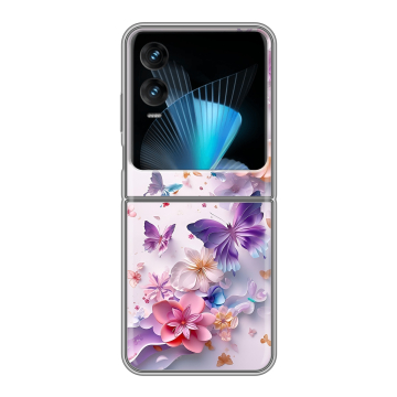 Пластиковый чехол на Infinix Zero Flip с принтом цветы бабочки Пластиковый чехол на Infinix Zero Flip с принтом цветы бабочки