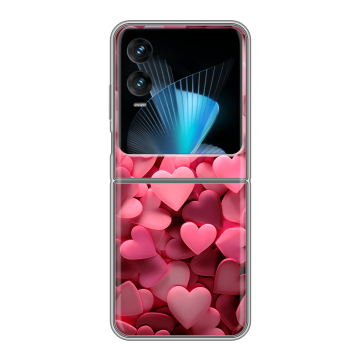 Пластиковый чехол на Infinix Zero Flip с принтом розовые сердечки