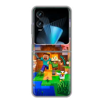Пластиковый чехол на Infinix Zero Flip с принтом Майнкрафт Minecraft