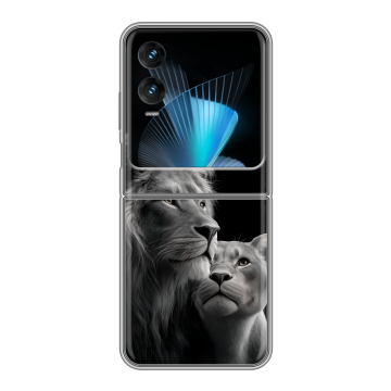 Пластиковый чехол на Infinix Zero Flip с принтом Лев кошки Пластиковый чехол на Infinix Zero Flip с принтом Лев кошки