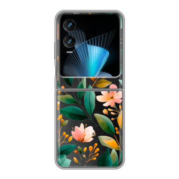 Пластиковый чехол на Infinix Zero Flip с принтом Цветы паттерн Пластиковый чехол на Infinix Zero Flip с принтом Цветы паттерн