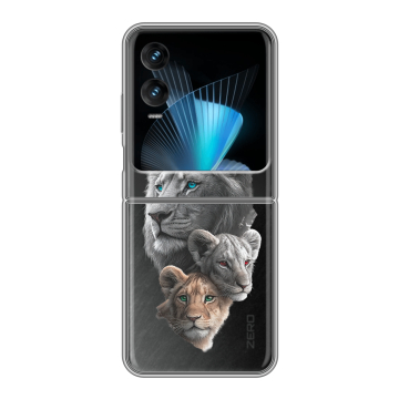Пластиковый чехол на Infinix Zero Flip с принтом Львы Пластиковый чехол на Infinix Zero Flip с принтом Львы