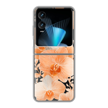 Пластиковый чехол на Infinix Zero Flip с принтом Бежевые цветы Пластиковый чехол на Infinix Zero Flip с принтом Бежевые цветы