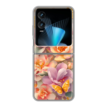 Пластиковый чехол на Infinix Zero Flip с принтом Цветы и бабочки Пластиковый чехол на Infinix Zero Flip с принтом Цветы и бабочки