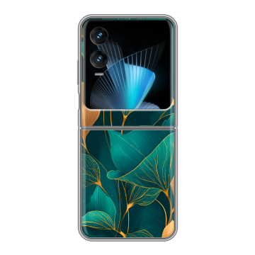 Пластиковый чехол на Infinix Zero Flip с принтом Листья и золото Пластиковый чехол на Infinix Zero Flip с принтом Листья и золото