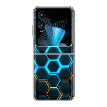 Пластиковый чехол на Infinix Zero Flip с принтом Неоновые соты Пластиковый чехол на Infinix Zero Flip с принтом Неоновые соты