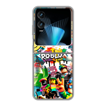 Пластиковый чехол на Infinix Zero Flip с принтом Roblox Роблокс