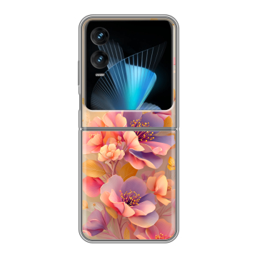 Пластиковый чехол на Infinix Zero Flip с принтом Цветы и бабочки Пластиковый чехол на Infinix Zero Flip с принтом Цветы и бабочки