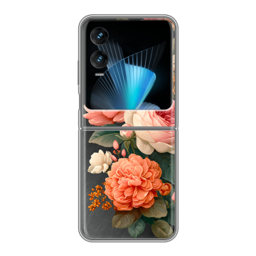 Пластиковый чехол на Infinix Zero Flip с принтом цветы Пластиковый чехол на Infinix Zero Flip с принтом цветы