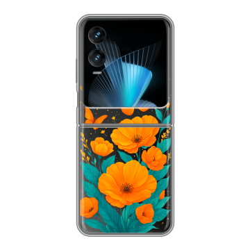 Пластиковый чехол на Infinix Zero Flip с принтом цветы бабочки Пластиковый чехол на Infinix Zero Flip с принтом цветы бабочки