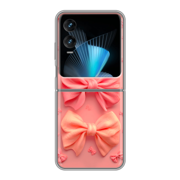 Пластиковый чехол на Infinix Zero Flip с принтом Розовые бантики
