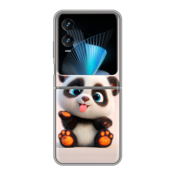 Пластиковый чехол на Infinix Zero Flip с принтом милая панда